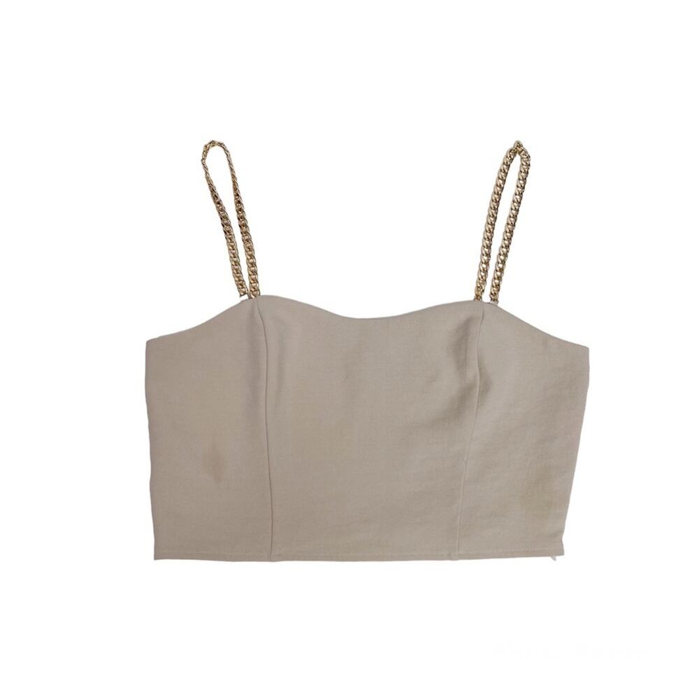 Express Chain Strap Crop Top Beige Neutral